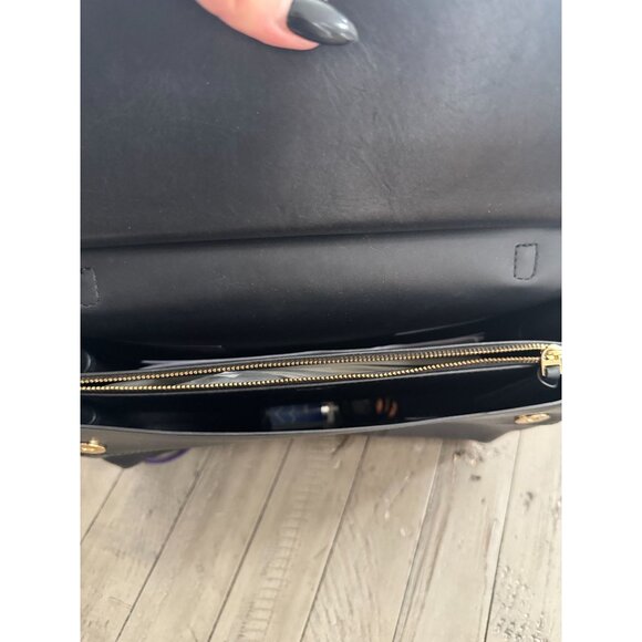 Tory Burch Large Block T Satchel Bag Black Leather - Picture 13 of 14